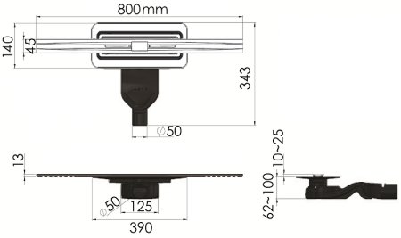 Душевой лоток Berges Simpel 800 091112 с решеткой Хром глянец 