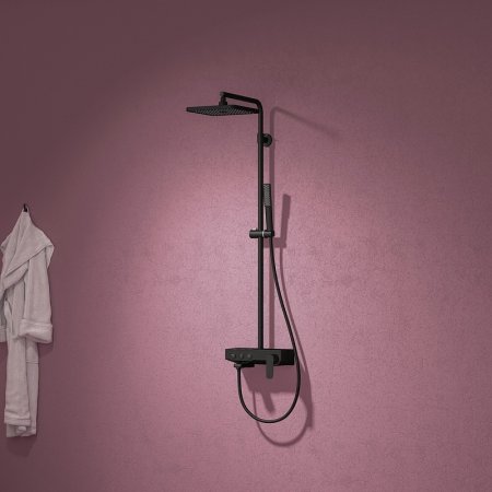 Душевая система Teska Niagara NG3580 с термостатом Черная 