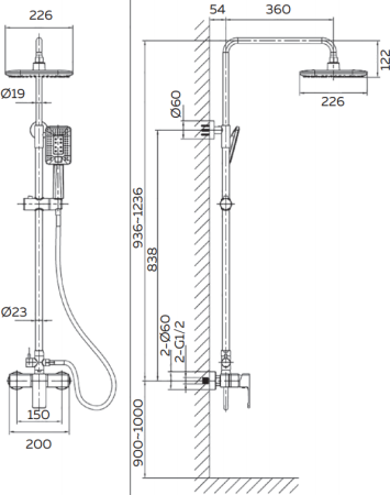 Душевая система AltroBagno Lamberto 030103 NeOp 