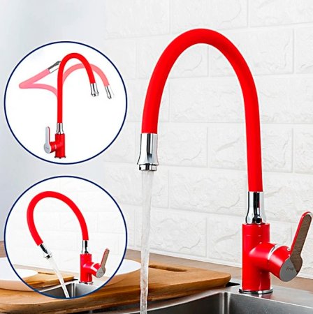 Смеситель для кухни Frap H43 F4043 Красный Хром 