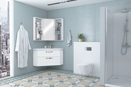 Тумба под раковину Aquaton Кантара 78 1A205601ANW70 угловая подвесная Дуб полярный 