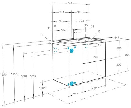 Тумба под раковину Aquaton Стоун 80 1A228201SXC80 подвесная Грецкий орех 