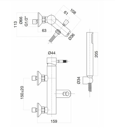 Смеситель для ванны Fiore Xenon 44NN5150 Черный 