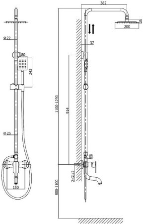 Душевая система Rush Bruny BR4335-40 Хром 