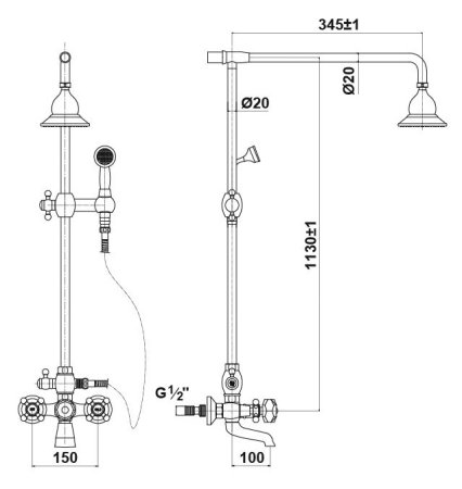 Душевая стойка Timo Nelson SX-1090/02 antique 