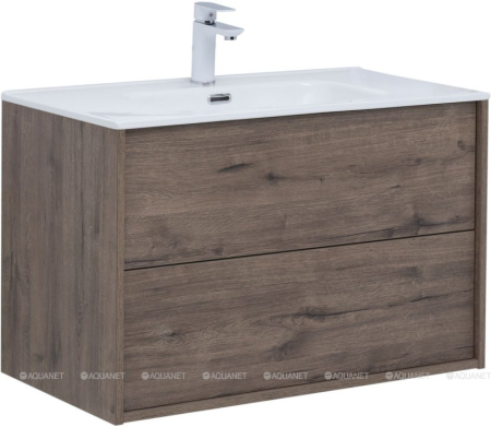 Тумба c раковиной Aquanet Lino 80 (Flat) дуб веллингтон 