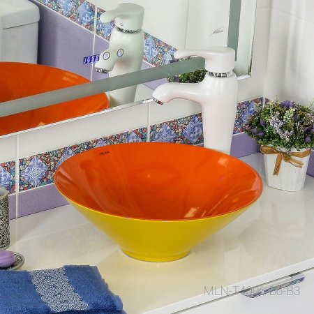 Раковина-чаша Melana 38 MLN-T4006-B6+B3 Желтая Красная 