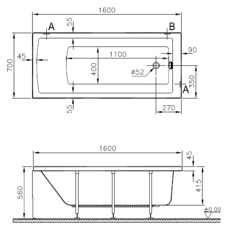 Акриловая ванна VitrA Neon 160x70 см. 