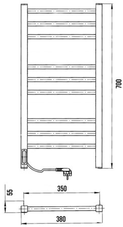 Полотенцесушитель электрический Laris Астор ЧК9 350х700 Э белый матовый муар левое подключение 