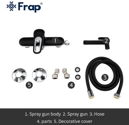 Гигиенический душ со смесителем Frap H49-6 F2049-6 Черный матовый Хром 