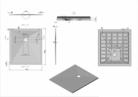 Душевой поддон из искусственного камня Vincea 100x90 VST-4SR9010G Серый 