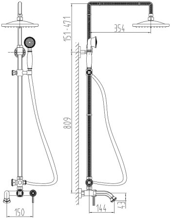 Душевая система Milacio Vitoria MC.101.1SL Серебро 