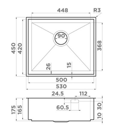 Мойка кухонная Omoikiri Kasen 53-INT-GM вороненая сталь 