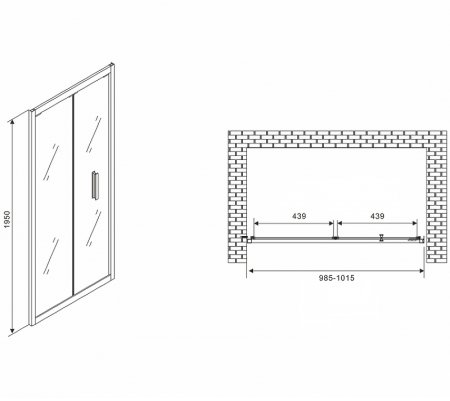 Душевая дверь Abber Sonnenstrand 100 AG07100B профиль Черный стекло прозрачное 