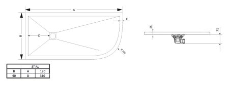 Поддон для душа RGW Stone Tray ST/AL-0129W 90х120 