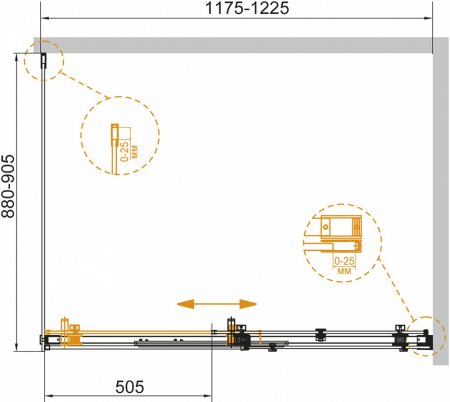 Душевой уголок Cezares Stylus Soft AH 1 120/90 C Cr 