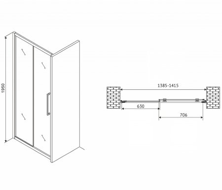 Душевая дверь Abber Schwarzer Diamant 140 AG30140MH профиль Хром стекло матовое 