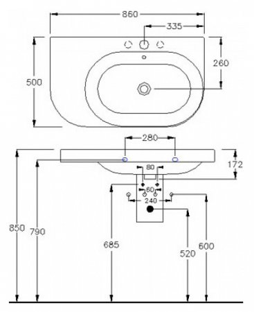 Раковина Hatria Daytime DX 86 см, R 