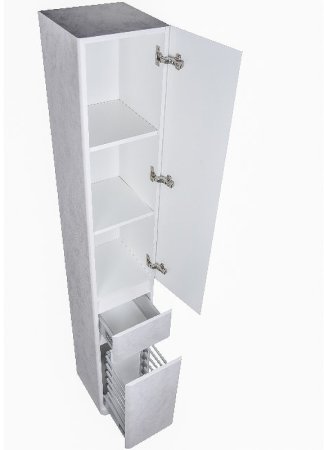 Шкаф пенал Style Line Атлантика 30 Люкс Plus СС-00002277 с бельевой корзиной Бетон крем 