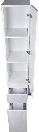 Шкаф пенал Style Line Атлантика 30 Люкс Plus СС-00002277 с бельевой корзиной Бетон крем 