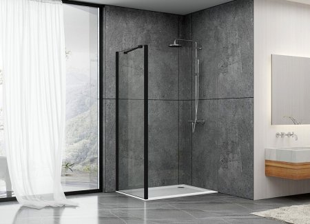 Душевая перегородка Abber Schwarzer Diamant 90 AG90BS профиль Черный стекло прозрачное 