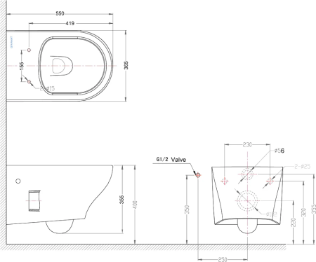 Унитаз подвесной Bravat Rael C01017UW-A-ENG 