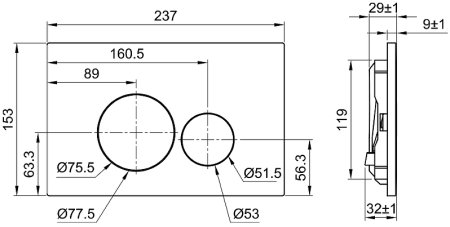 Клавиша смыва Olive's Plaza PL411C Хром глянцевый 