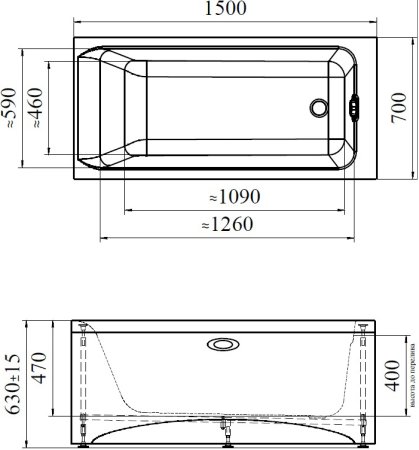 Акриловая ванна Radomir Vannesa Агата 150x70 см 