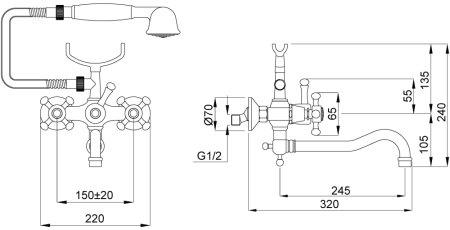 Смеситель Migliore Lady ML.LAD-986.DO для ванны с душем 