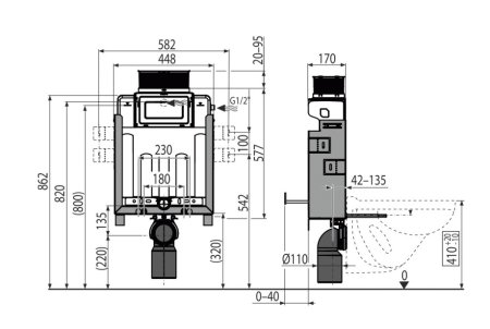 Система инсталляции для унитазов AlcaPlast Renovmodul AM119/850 