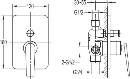 Смеситель Cezares Baden F VDIM 01 для ванны с душем 