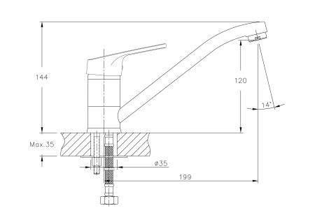 Смеситель для кухни HAIBA HB4216-K 