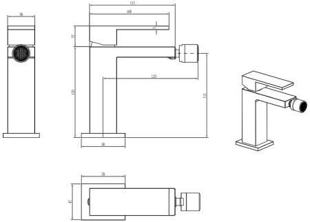 Смеситель для биде Boheme Qubic 476-MG Золото матовое 