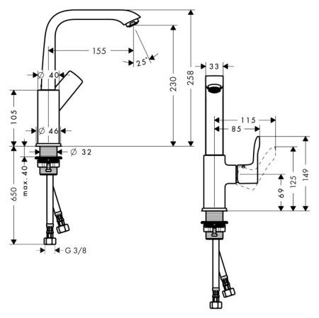 Смеситель Hansgrohe Metris 31187000 для раковины 