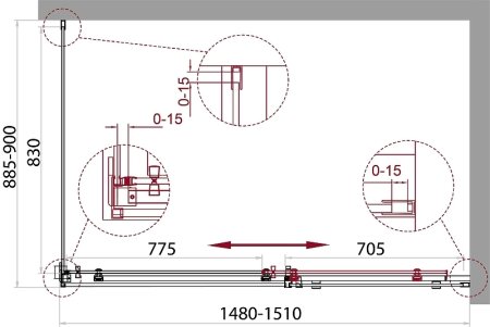 Душевой уголок BelBagno Acqua 150х90 ACQUA-AH-1-150/90-C-Cr профиль Хром стекло прозрачное 