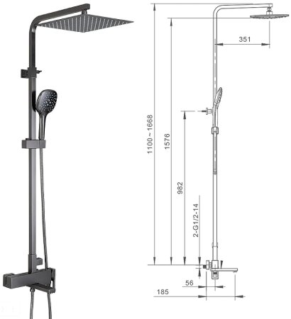 Душевая система Gappo G17-9 G2417-9 Оружейная сталь 