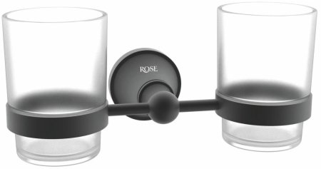 Стакан двойной для ванной комнаты Rose RG1922H, черный 