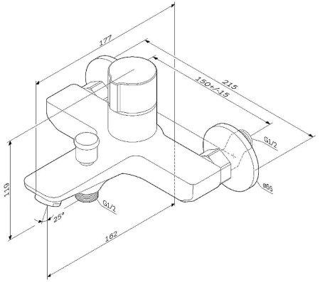 Смеситель для ванны AM.PM X-Joy F85A10500 Хром 