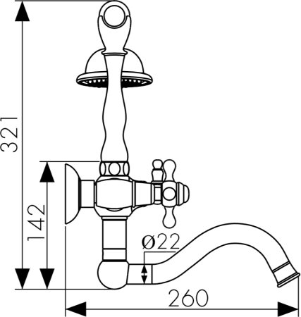 Смеситель для ванны Kaiser Carlson Style 44422-1 Бронза 