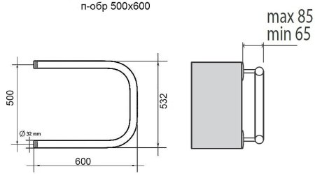 Водяной полотенцесушитель Terminus П-образный БШ 500x600 4620768881602 Хром 