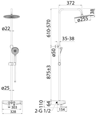 Душевая система IDDIS Shelfy (SHESBBTi06) 