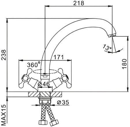 Смеситель для кухни Frap H19 F4219-2 Хром 