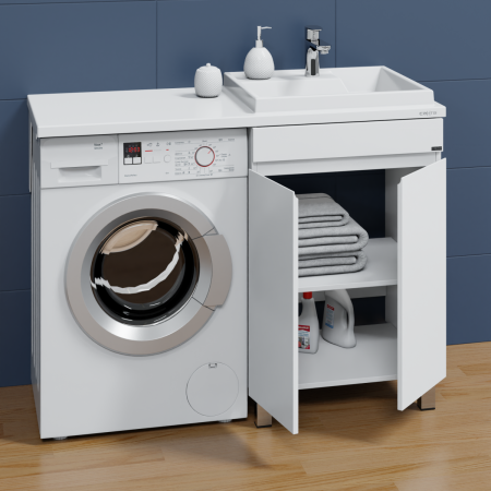 Тумба СаНта Марс 59 напольная 2 двери с раковиной над стиральной машиной Юпитер 120 R 