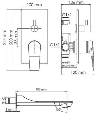 Душевая система WasserKRAFT A175571 Золото матовое 
