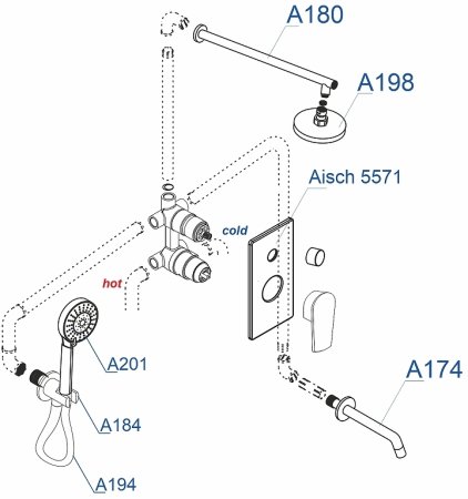 Душевая система WasserKRAFT A175571 Золото матовое 