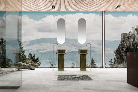 Раковина отдельностоящая прозрачная ABBER Kristall AT2702Vesuvian-H оливковая 