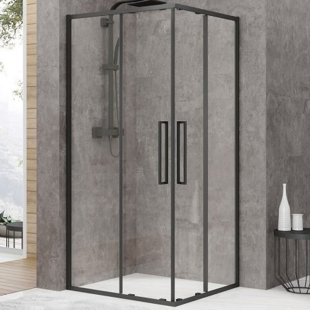Душевой уголок Black&White Stellar Wind S872 90х90 8729090 профиль Черный стекло прозрачное 