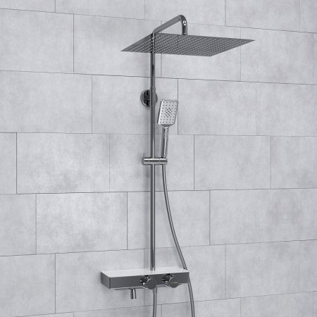 Душевая система WasserKRAFT A113.119.126.CH Thermo с термостатом Хром Белая 