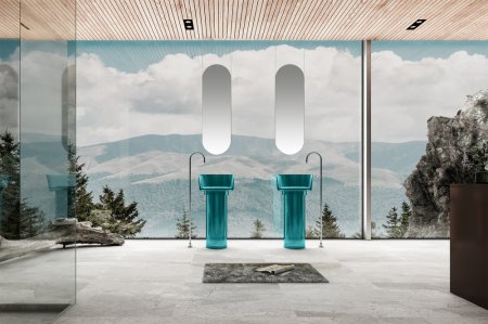 Раковина отдельностоящая прозрачная ABBER Kristall AT2702Aquamarin-H бирюзовая 