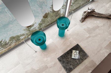 Раковина отдельностоящая прозрачная ABBER Kristall AT2702Aquamarin-H бирюзовая 